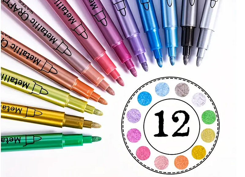 Sada Metalické fixy Metallic Craft Pen - 12 ks